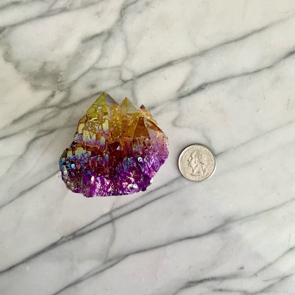 Yellow/Purple Aura Quartz Crystal - Picture 9 of 9